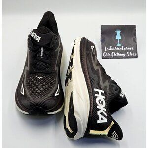 Hoka One One Men's Black White Mesh Clifton 9 Running  Shoes Size 11.5 2E 2656